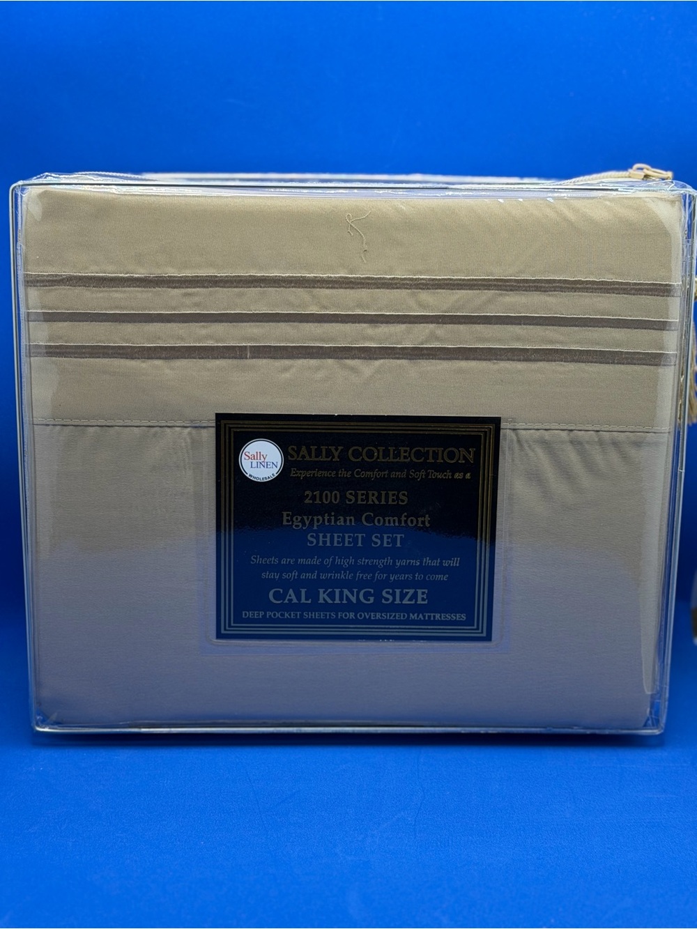 New Cal king size 4PCS bed sheet set, deep pocket,4PCS, light beige color